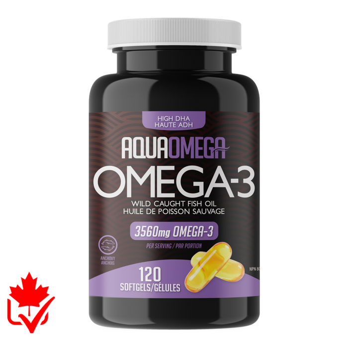AquaOmega Omega-3 High DHA 120 Softgels