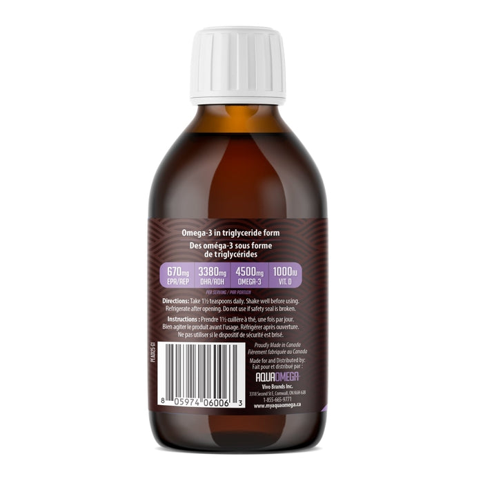 AquaOmega Omega-3 High DHA 225ml Lemon