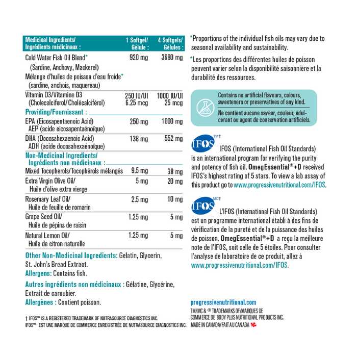 Progressive OmegEssential+D 250 Softgels