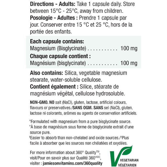 Jamieson Magnesium Bisglycinate 100mg 70 Caps