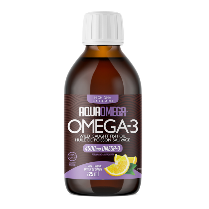 AquaOmega Omega-3 High DHA 225ml Lemon