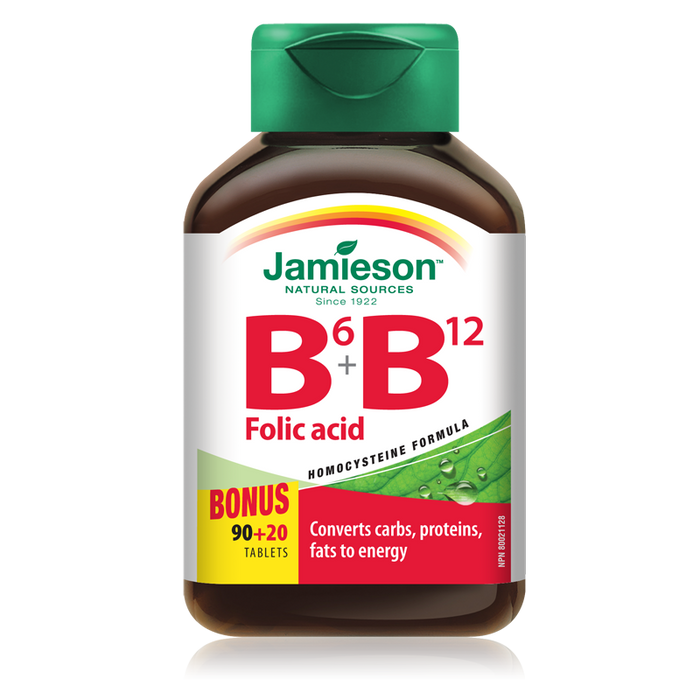 Jamieson Vitamin B6+B12 and Folic Acid 110 Tablets
