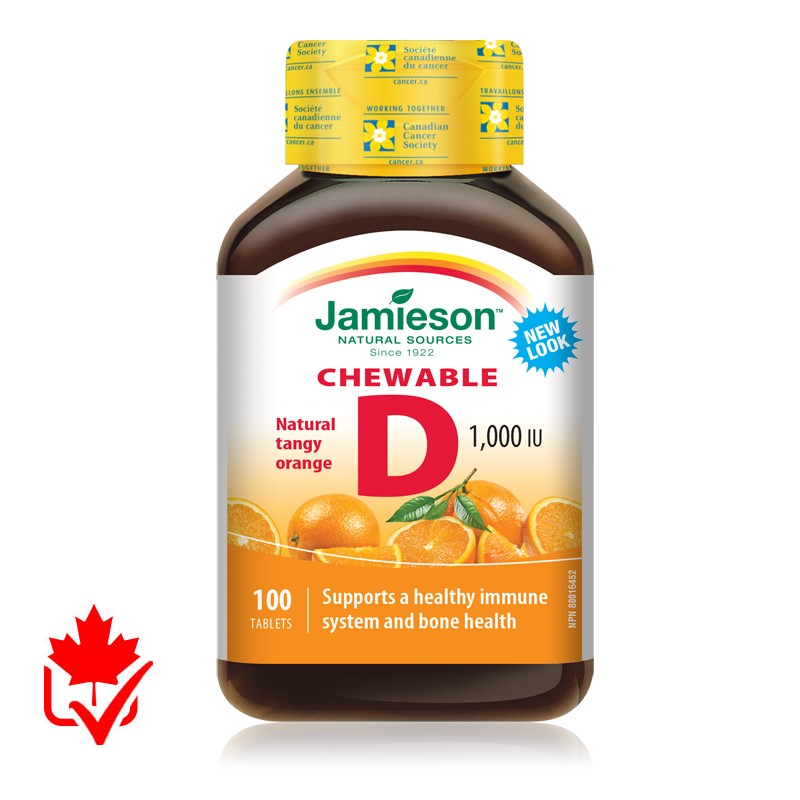 Jamieson Vitamin D 1000IU Chewable 100 Tablets — Popeye's Supplements