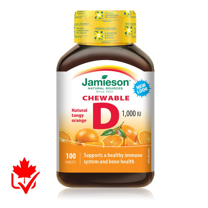 Jamieson Vitamin D 1000IU Chewable 100 Tablets